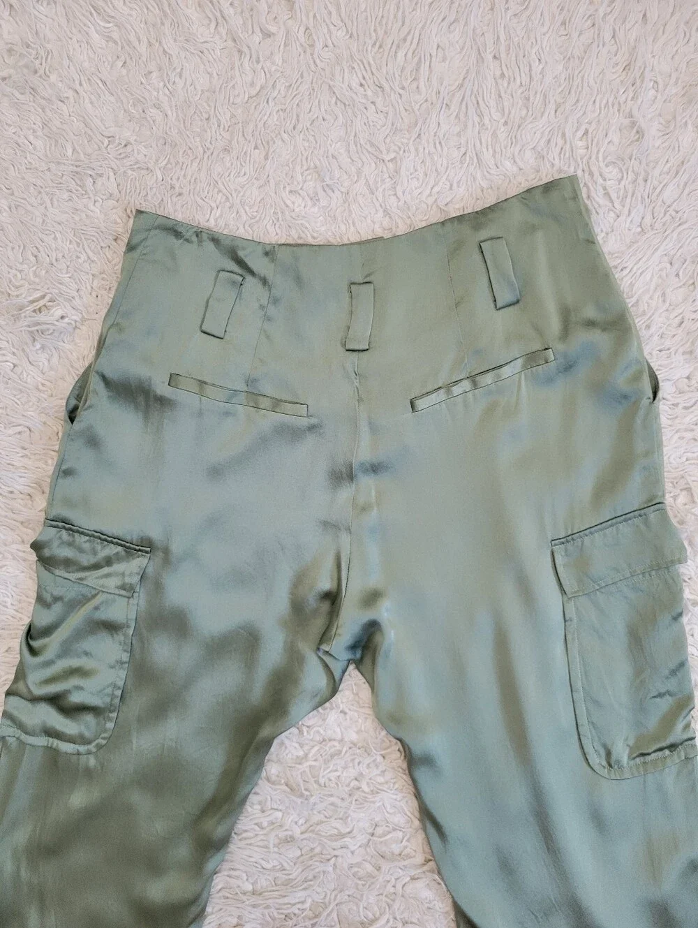 Silk Pants L'agence Womens Roxy Silk Paperbag Cargo Pant Green Sz 6